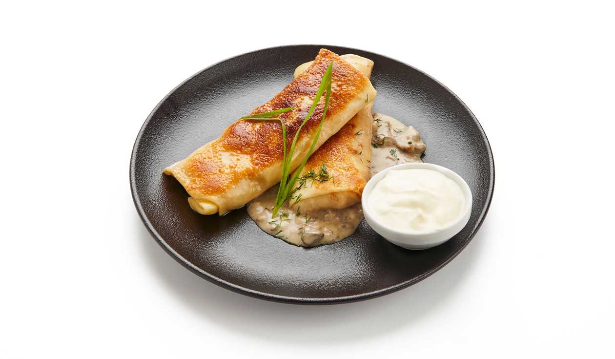 Pancakes with ham and cheese