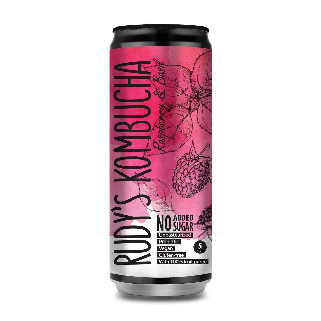 Rudy­`s Kombucha Raspberry & Basil 0.33