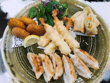 Gyozas -2, Crepes -2 and Shrimp Tempura -2