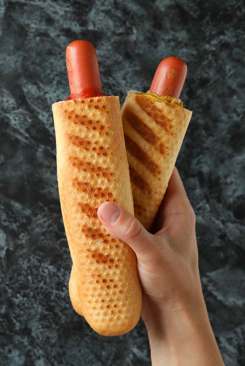 Pork frankfurters hot dog