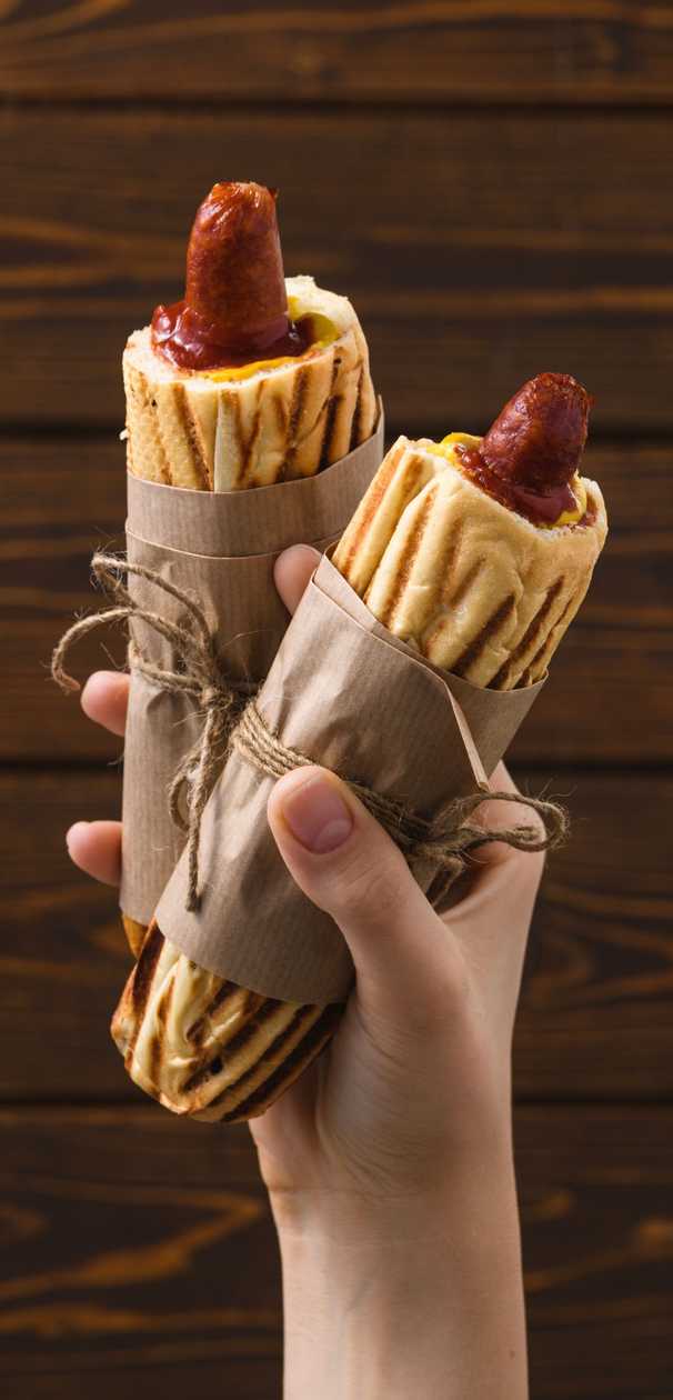 Pork sausage hot dog