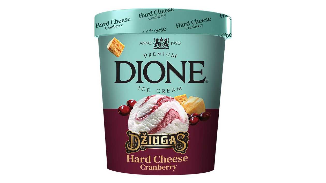 Dione Cheese Džiugas ice cream with cranberries, 475 ml