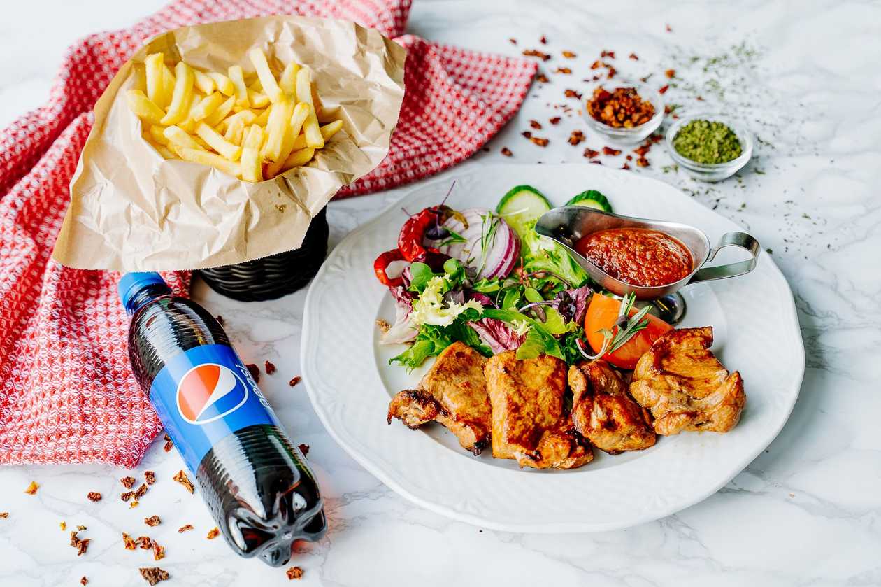Pork shashlik + french fries + Pepsi 0,5L