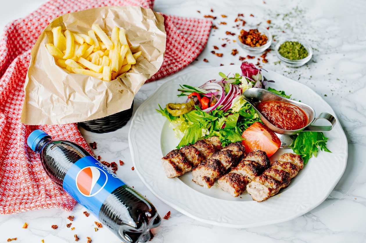 Pork Lula-Kebab + french fries + Pepsi 0,5L