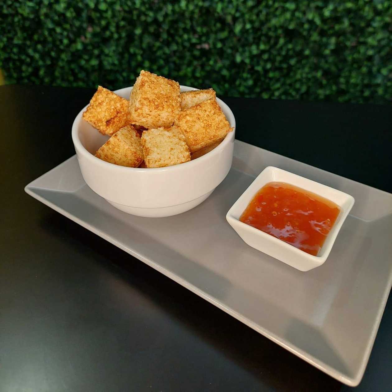 Tapioca Cubes with Pepper Jelly