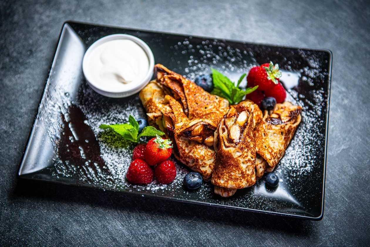 Chocolate banana in a pancake hug
