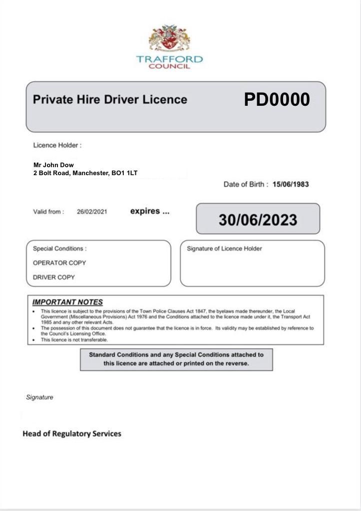 Private Hire Driver Licence