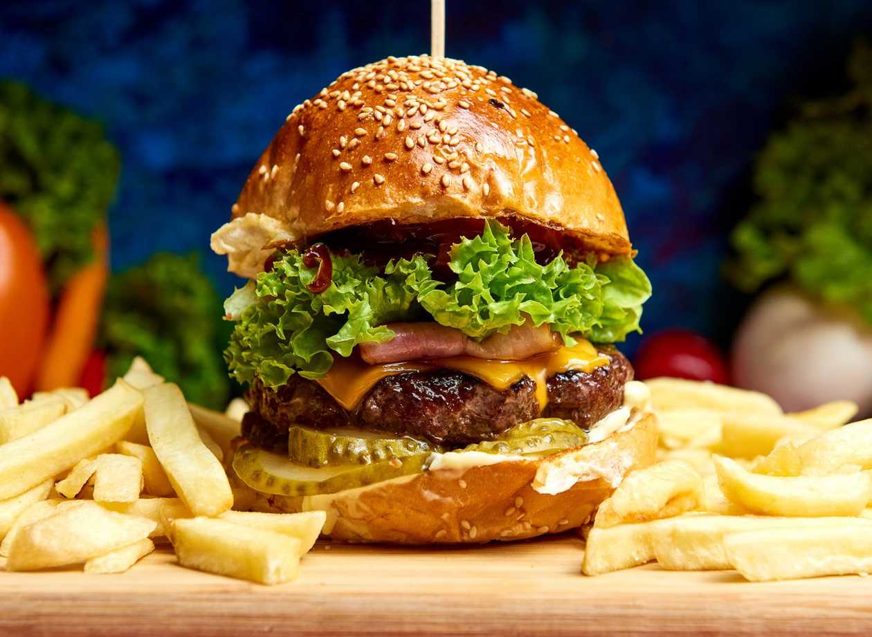 Burger cheese and bacon