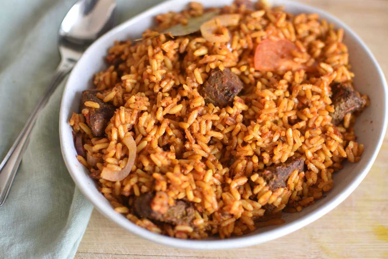 Beef Jollof Tray