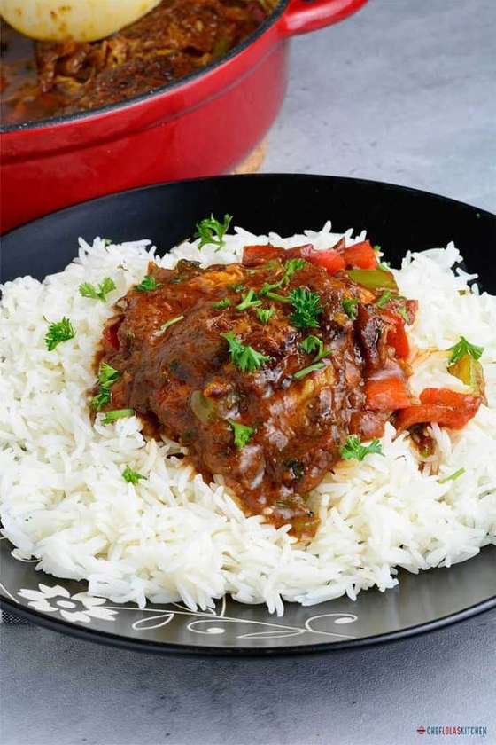 Coconut Rice with Sauce, Beef and Chicken