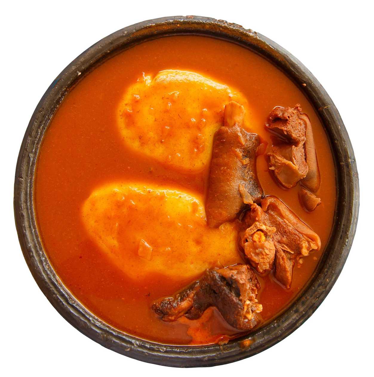 Fufu and Light Soup with Fish, and either Goat Meat or Beef