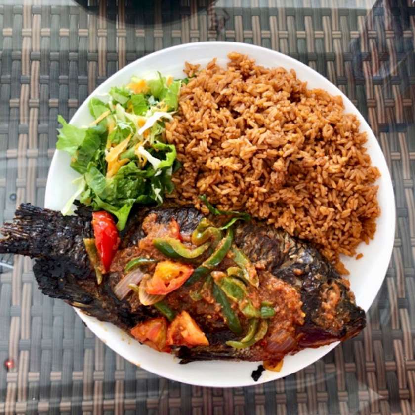 Special Jollof Rice and Grilled Tilapia