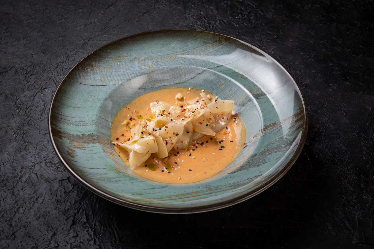 Godza with Shrimp in Kimchi Sauce