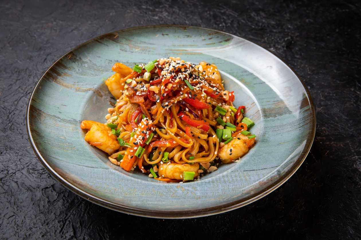 Rice noodles with shrimp