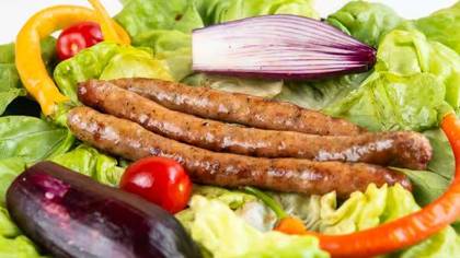 Meal 2 smoked giant barbecue sausages with french fries