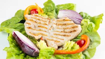 Grilled boneless chicken breast meal with french fries