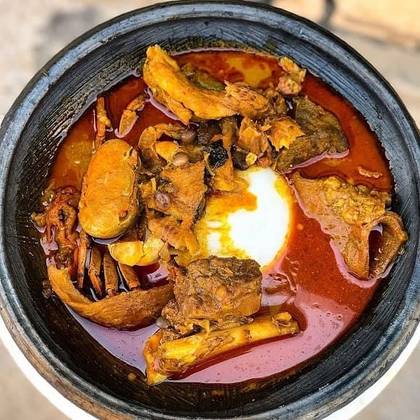 Omo Tuo with Palmnut Soup