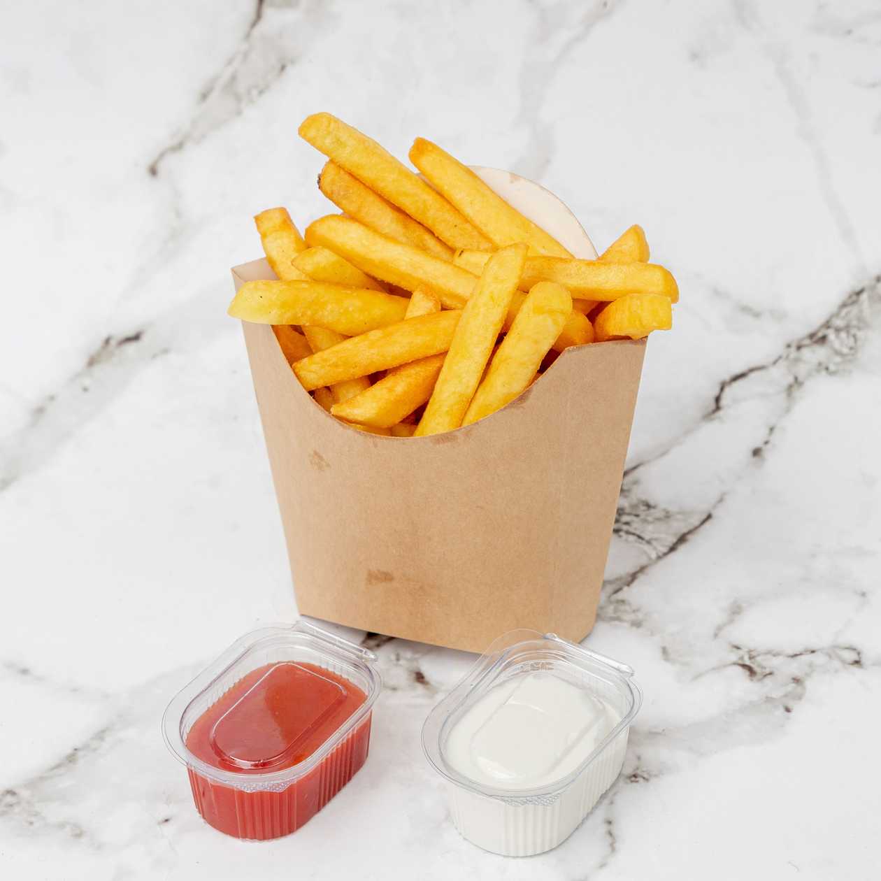 French fries + mayonez, ketchup