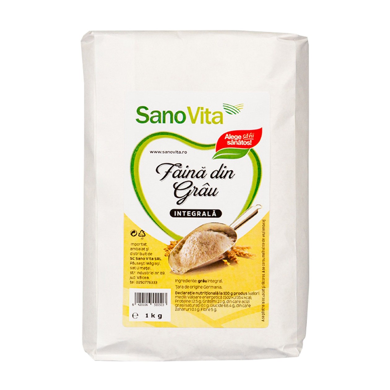 Sanovita, Faina Integrala de Grau, 1 kg (expiră în curând)