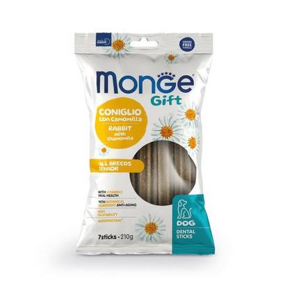 MONGE GIFT Dog Dental Stick All breeds Senior Rabbit with chamomile 210gr