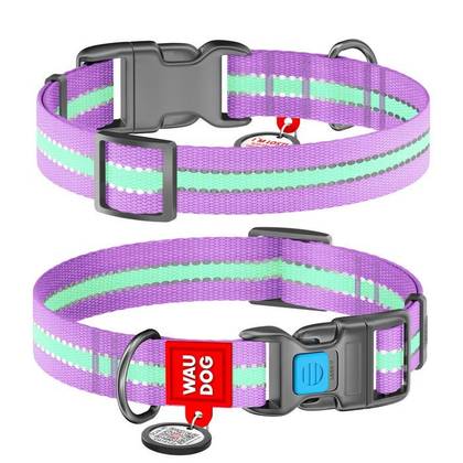 Reflective/luminous nylon dog collar with WAUDOG Nylon QR passport