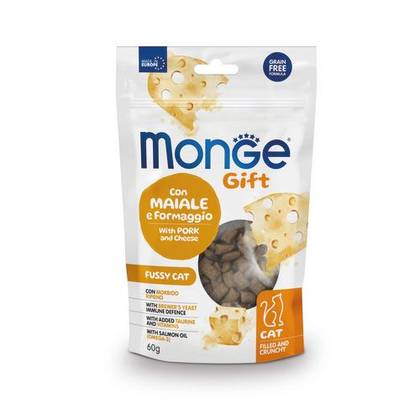 MONGE GIFT Cat Filled And Crunchy Fussy cat Pork and cheese 60gr