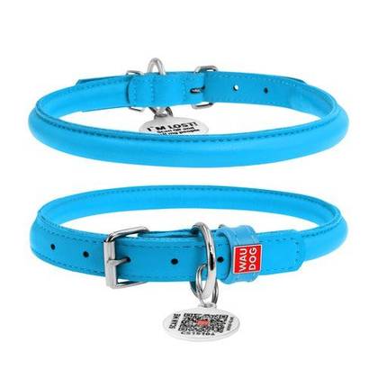 Leather dog collar WAUDOG Glamor with QR passport