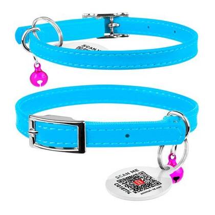 Leather dog collar WAUDOG Glamor with QR passport