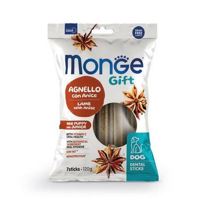 MONGE GIFT Dog Dental Stick Puppy and Junior • Mini Lamb with anise 120gr