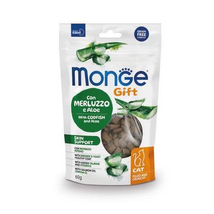 MONGE GIFT Cat Filled And Crunchy Skin support with Codfish and aloe 60gr