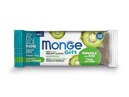 MONGE GIFT Dog Fruit Bars Puppy and Junior Pork with kiwi 100gr