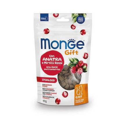 MONGE GIFT Cat Filled And Crunchy Sterilsed with Duck and cranberries 60gr