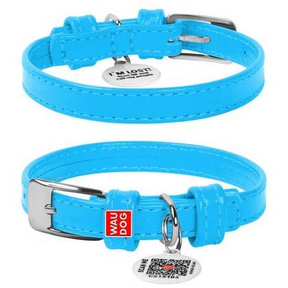 Dog leather collar WAUDOG Soft QR with passport