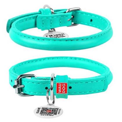 Leather dog collar WAUDOG Glamor with QR passport