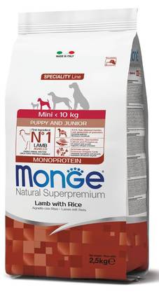 MONGE Mini Puppy & Junior Lamb with Rice 2,5kg