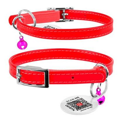Leather dog collar WAUDOG Glamor with QR passport