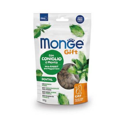 MONGE GIFT Cat Filled And Crunchy Dental Rabbit and peppermint 60gr