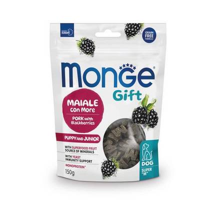 MONGE GIFT Dog Super Monge Puppy and Junior Pork with blackberries 150gr