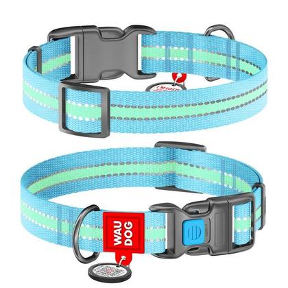 Reflective/luminous nylon dog collar with WAUDOG Nylon QR passport