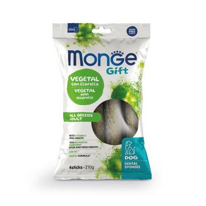 MONGE GIFT Dog Sponge Dental Sponges • All breeds Vegetal with chlorella and peppermint 210gr