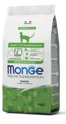 MONGE Adult Monoprotein – Rabbit 1,5kg