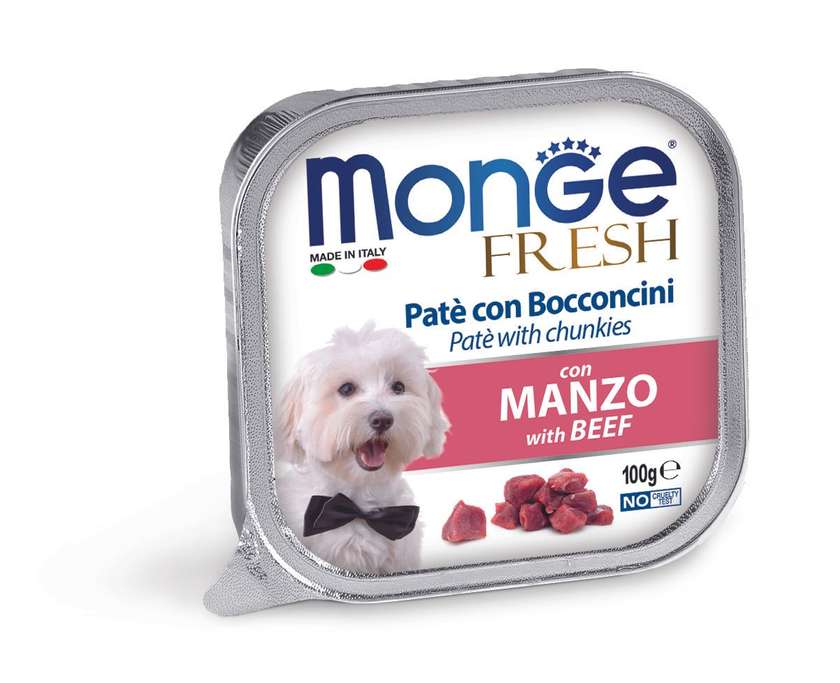 MONGE Fresh Paté and Chunkies with Beef 100gr