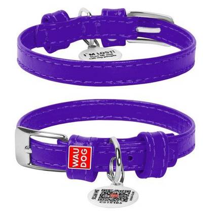 Leather dog collar WAUDOG Glamor with QR passport