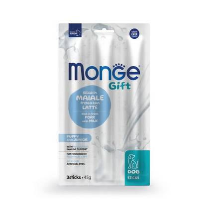 MONGE GIFT Dog Sticks Puppy and Junior Pork with milk 45gr