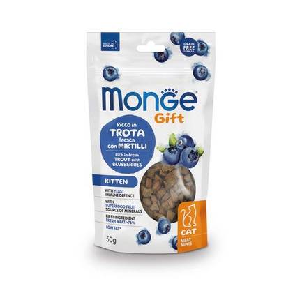 MONGE GIFT Cat Meat Minis Kitten Trout with blueberries 50gr