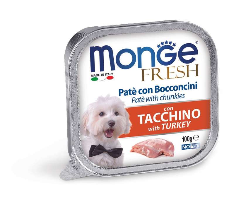 MONGE Fresh Paté and Chunkies with Turkey 100gr