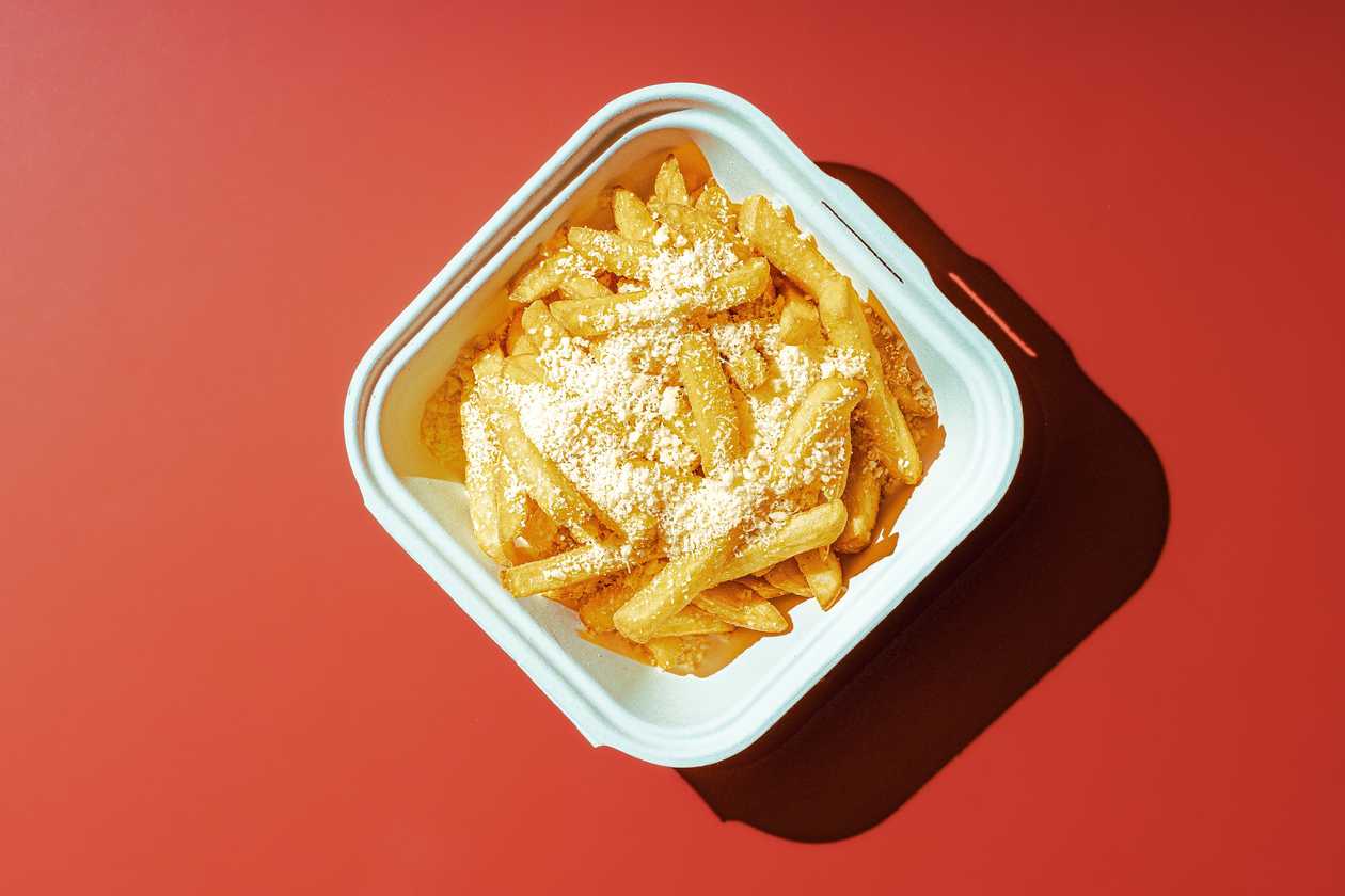French fries with truffle oil and  cheese