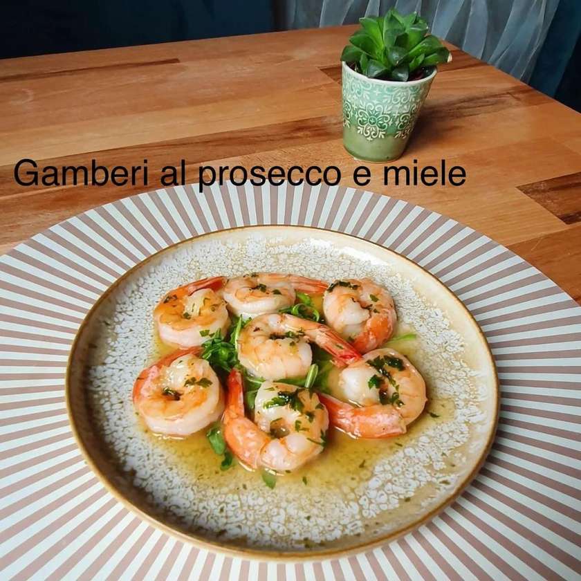 Gamberi al Prosecco e Miele