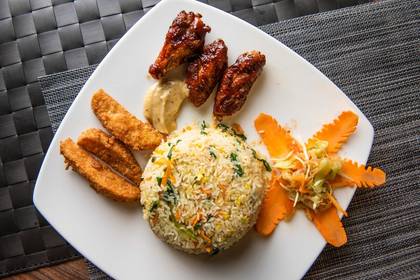 Fried Rice with Jerk Chicken Wings