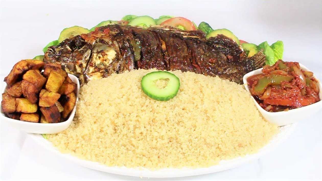 Ivorian style Attieke with Grilled Fish Parcels